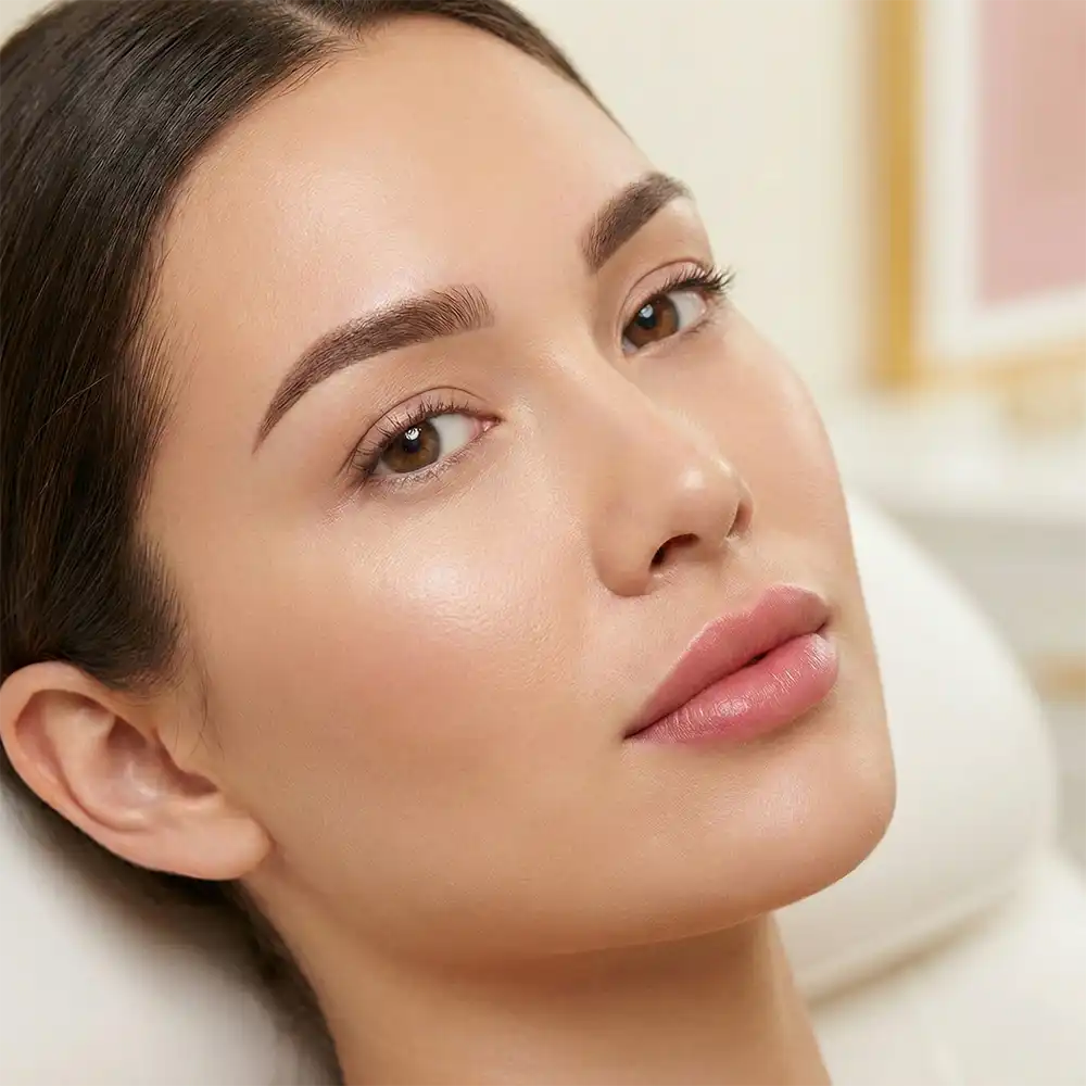 Visage d'une femme avec maquillage permanent