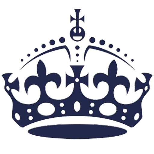 Logo de british beauté, couronne bleu sur fon transparent